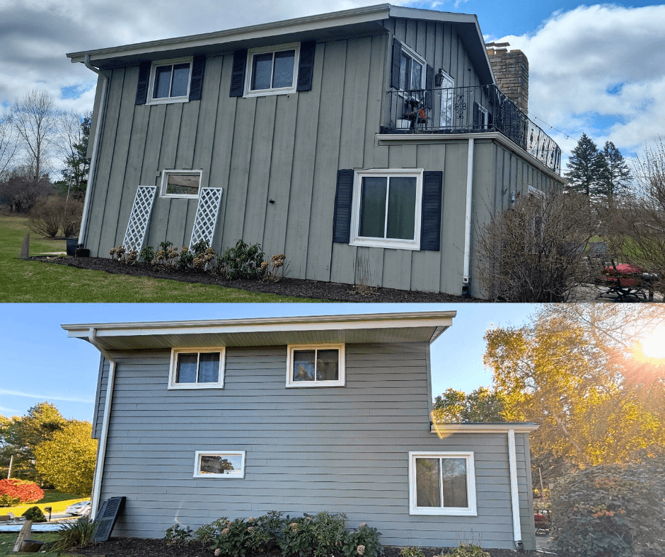 Side view of Brookfield residence featuring newly installed lap siding